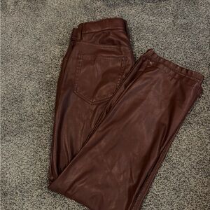 Abercrombie & Fitch Chocolate Faux Leather Trousers